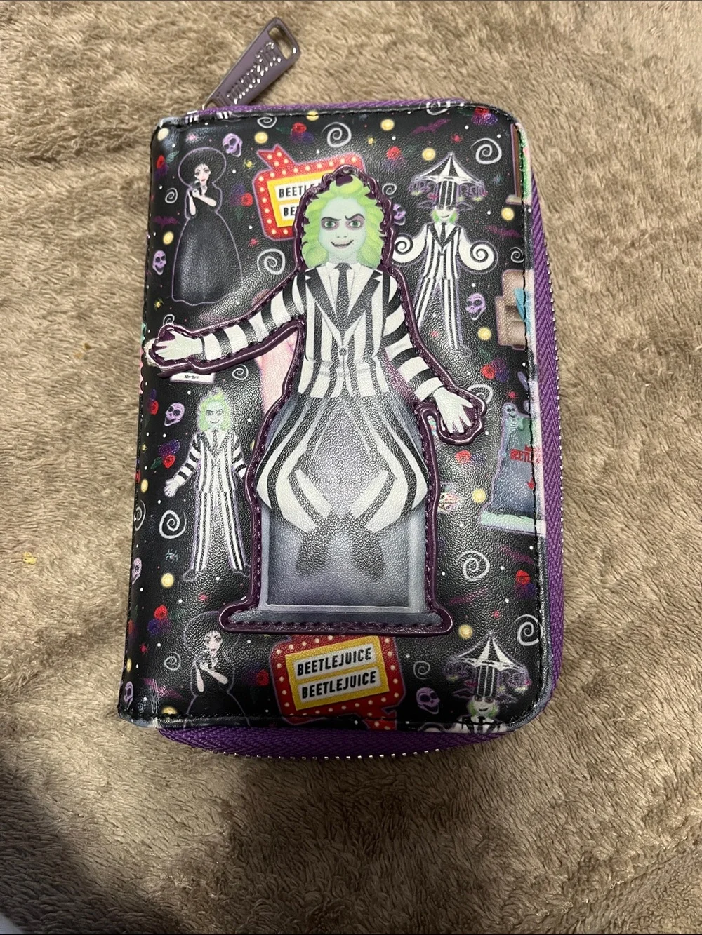 Beetlejuice Themed Black & Purple Phone Wallet Case